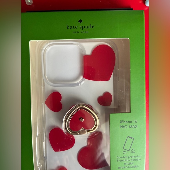 Kate Spade Transparent Case with Vibrant Red Hearts,iPhone 16 Pro Max. - Picture 12 of 13